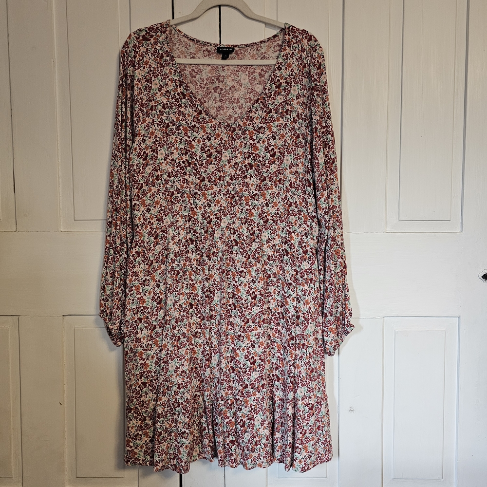 Torrid Multicolor Floral Long Sleeve Dress